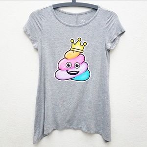 Girl's Justice Poop Emoji Queen Grey Tee